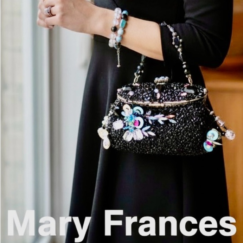 Mary Frances Black Beaded Bag with Vibrant Details - Picture 4 of 7